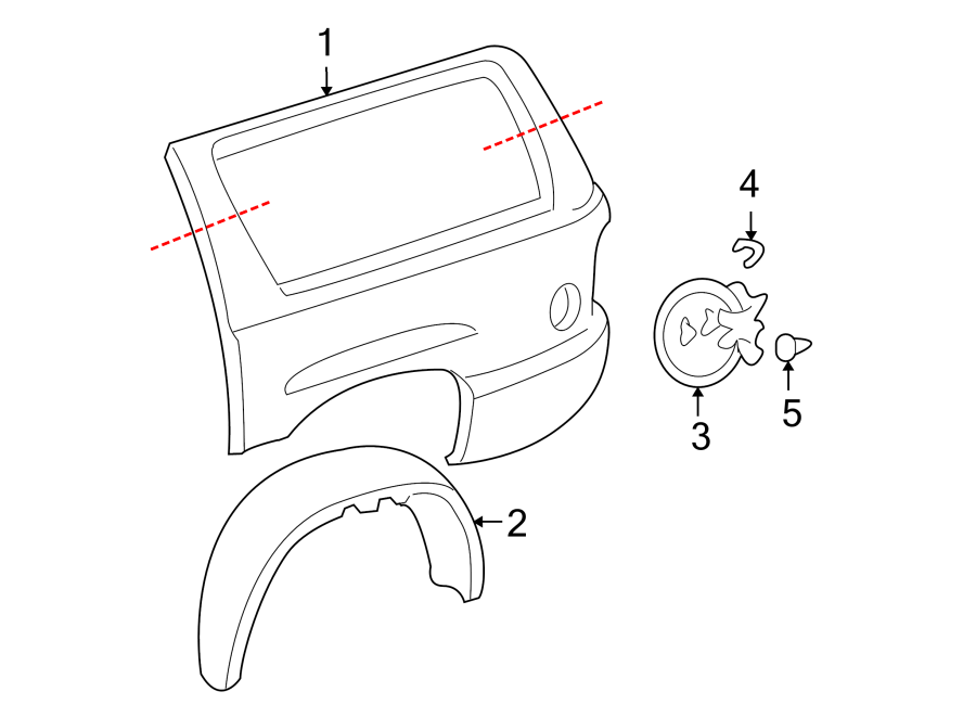 Diagram QUARTER PANEL & COMPONENTS. for your 2005 Chevrolet Suburban 1500 Z71 Sport Utility 5.3L Vortec V8 A/T 4WD 