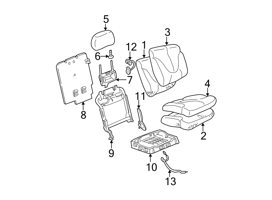 Diagram SEATS & TRACKS. REAR SEAT COMPONENTS. for your 2005 Chevrolet Suburban 1500 Z71 Sport Utility 5.3L Vortec V8 FLEX A/T 4WD 