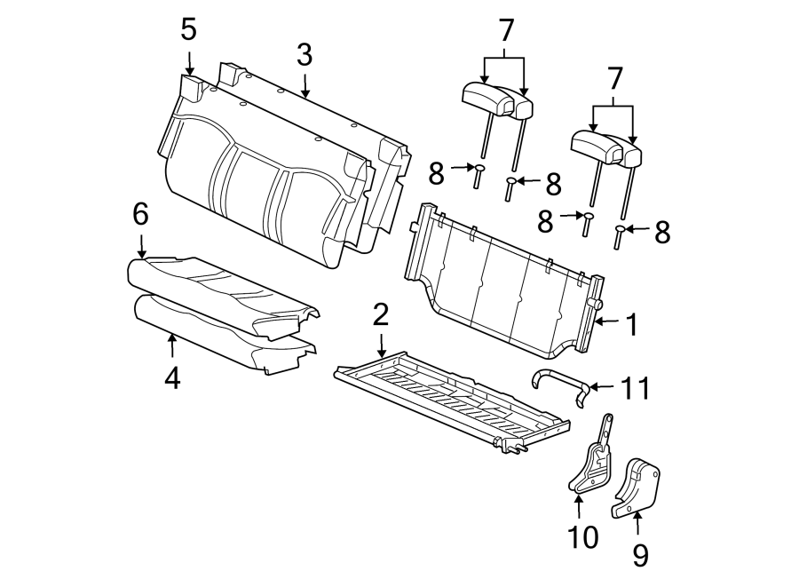 Diagram SEATS & TRACKS. REAR SEAT COMPONENTS. for your Cadillac ATS  