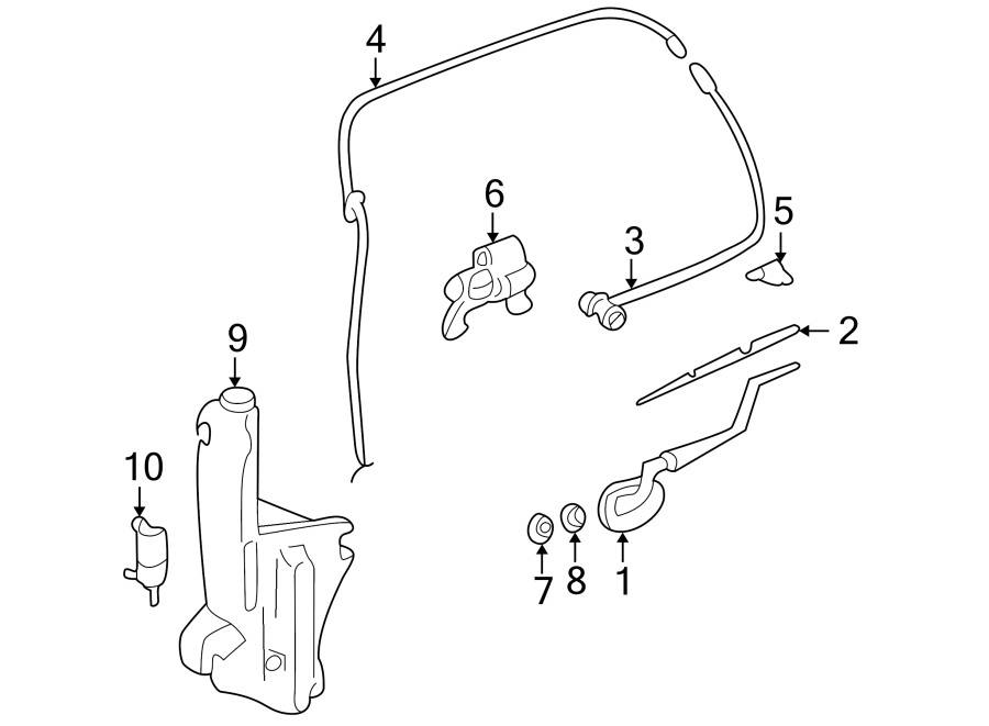 2Lift gate. Rear wiper components.https://images.simplepart.com/images/parts/motor/fullsize/GA00958.png