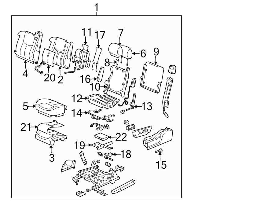 Diagram SEATS & TRACKS. FRONT SEAT COMPONENTS. for your 2004 Cadillac Escalade EXT   