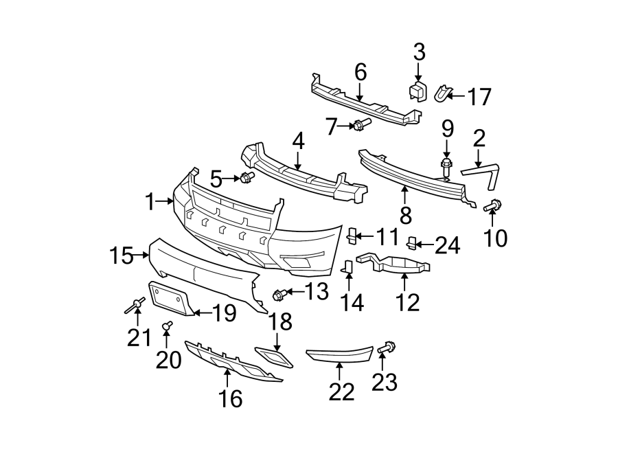 Diagram FRONT BUMPER. BUMPER & COMPONENTS. for your 2013 Chevrolet Caprice   