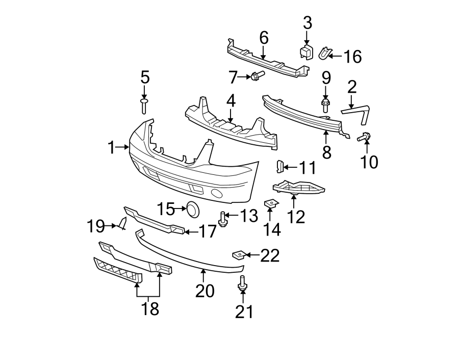 Diagram Front bumper. Bumper & components. for your GMC Sierra 1500 Classic  