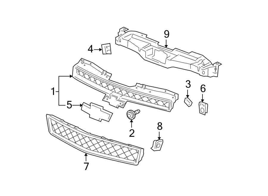 Diagram Pick up box. Grille & components. for your 2006 GMC Sierra 2500 HD  SLE Extended Cab Pickup 