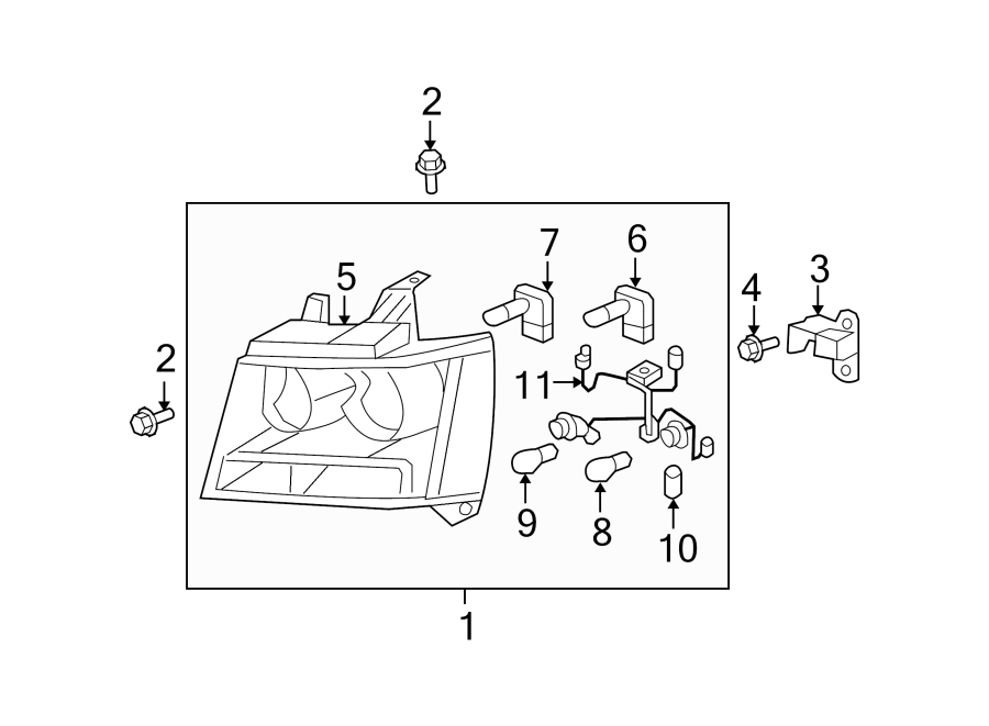 Diagram FRONT LAMPS. HEADLAMP COMPONENTS. for your 2020 Chevrolet Spark  ACTIV Hatchback 