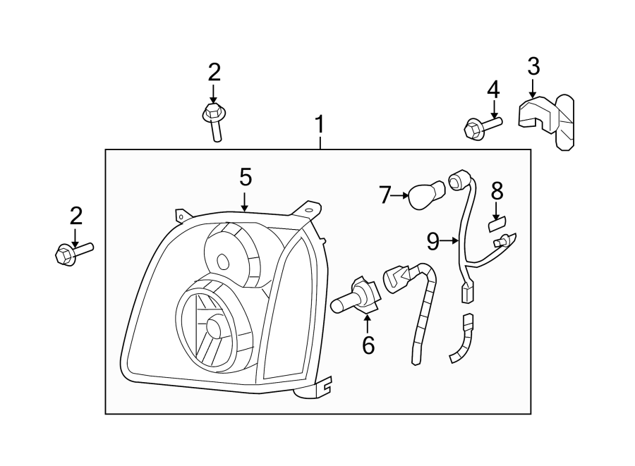 Diagram Front lamps. Headlamp components. for your 2007 GMC Sierra 1500 Classic   