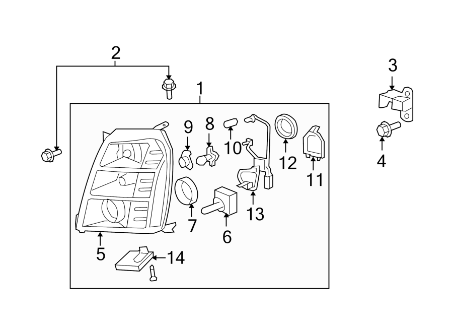 Diagram FRONT LAMPS. HEADLAMP COMPONENTS. for your 2011 Chevrolet Express 2500   