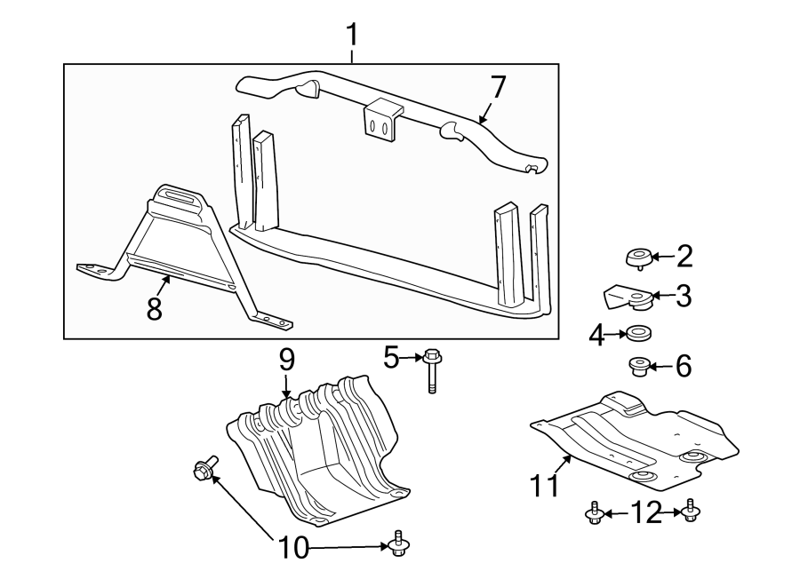 Diagram RADIATOR SUPPORT. for your 2012 GMC Sierra 2500 HD 6.0L Vortec V8 A/T 4WD SLE Standard Cab Pickup 