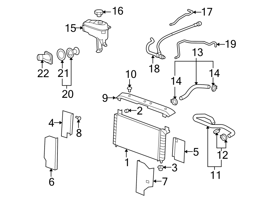 Diagram Radiator & components. for your 1991 Buick Century   