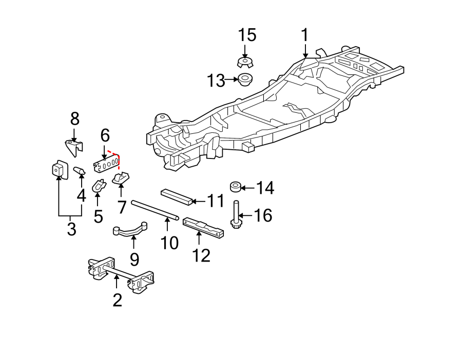 Diagram Frame & components. for your 2011 GMC Sierra 2500 HD 6.6L Duramax V8 DIESEL A/T 4WD SLE Standard Cab Pickup 