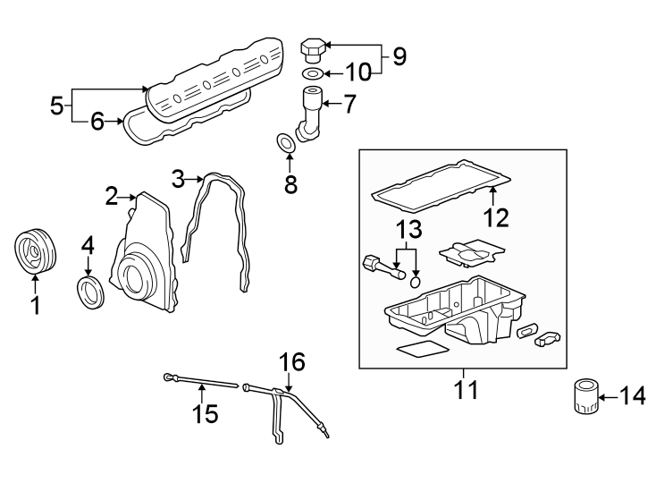 Diagram ENGINE PARTS. for your 2011 Chevrolet Suburban 2500   