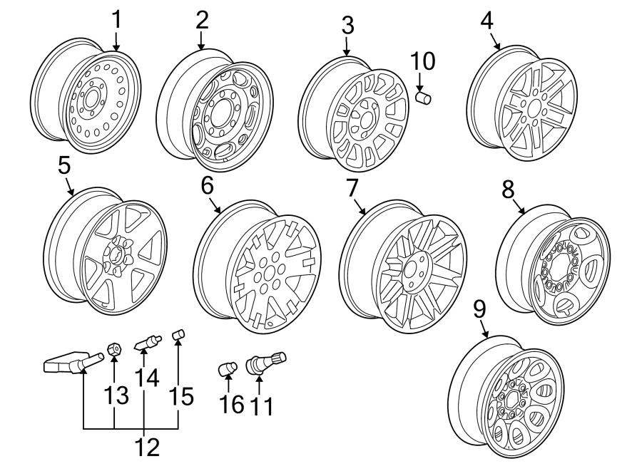 Diagram WHEELS. for your 2003 Chevrolet Trailblazer   