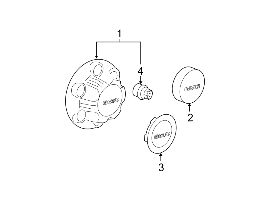 Diagram WHEELS. COVERS & TRIM. for your 1998 Chevrolet C1500  Silverado Extended Cab Pickup Fleetside 4.3L Vortec V6 M/T 