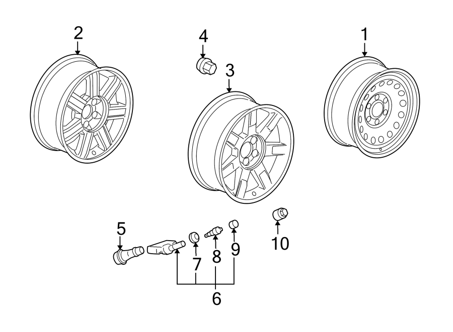 Diagram WHEELS. for your 2005 Chevrolet Silverado 1500 Z71 Off-Road Crew Cab Pickup 6.0L Vortec V8 A/T 4WD 