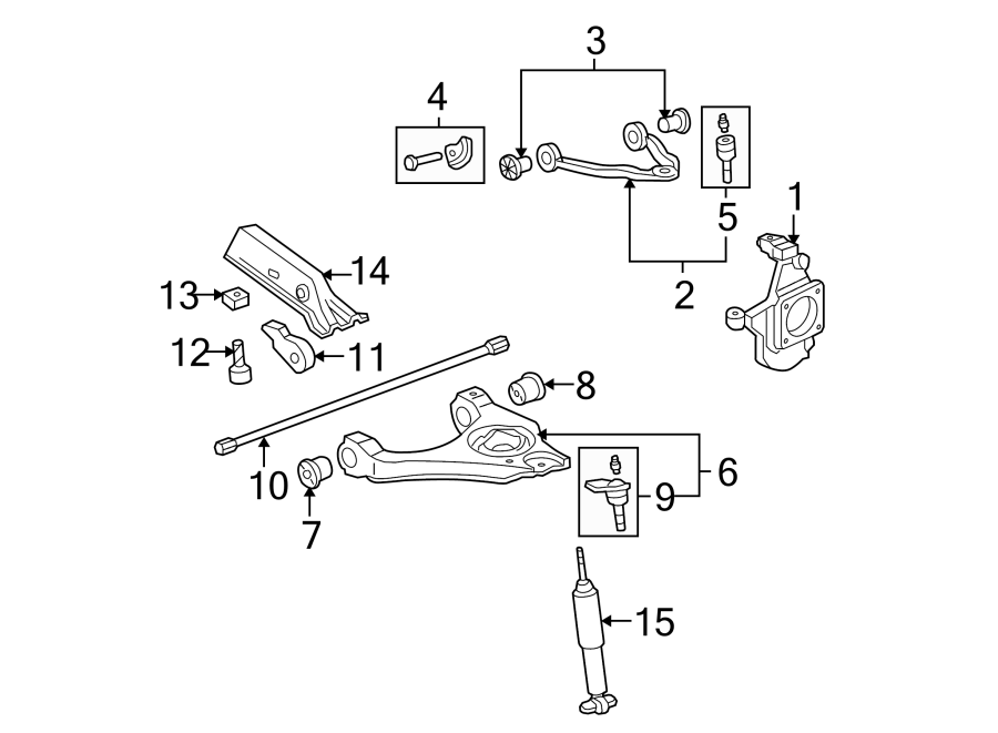 Diagram FRONT SUSPENSION. SUSPENSION COMPONENTS. for your 2019 GMC Sierra 2500 HD 6.6L Duramax V8 DIESEL A/T RWD Base Extended Cab Pickup Fleetside 