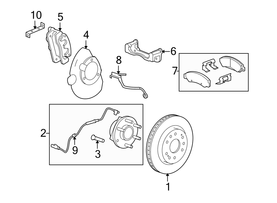 Diagram FRONT SUSPENSION. BRAKE COMPONENTS. for your 2017 GMC Sierra 2500 HD 6.6L Duramax V8 DIESEL A/T 4WD SLE Standard Cab Pickup Fleetside 