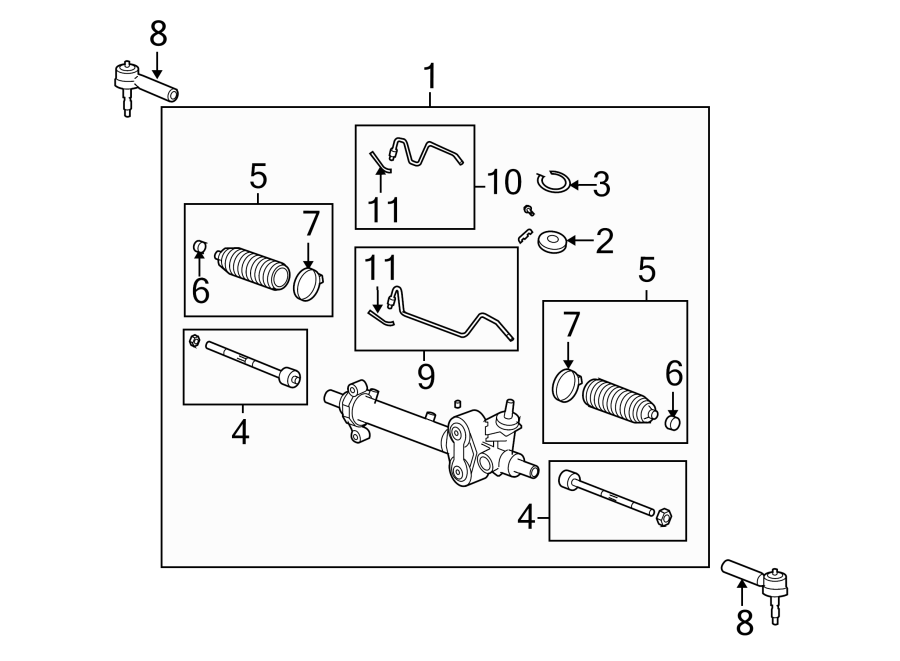 Diagram STEERING GEAR & LINKAGE. for your 2009 GMC Sierra 2500 HD 6.6L Duramax V8 DIESEL A/T 4WD SLE Crew Cab Pickup Fleetside 