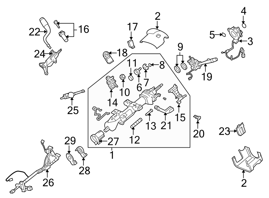 SHROUD. STEERING COLUMN ASSEMBLY. SWITCHES & LEVERS.