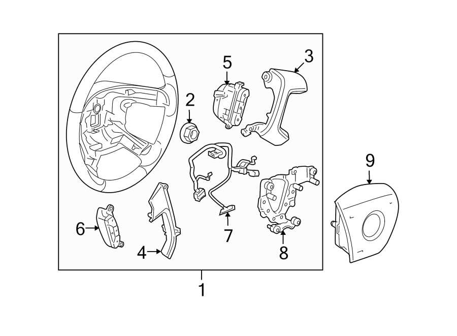 Windshield. Steering wheel & trim.