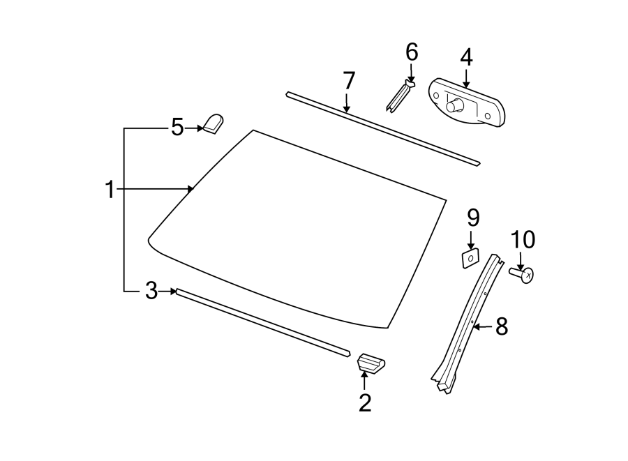 Diagram WINDSHIELD. GLASS. REVEAL MOLDINGS. for your Cadillac ATS  