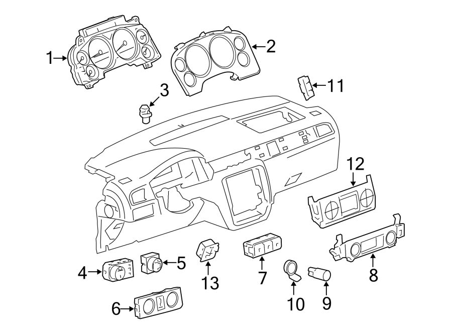 Diagram INSTRUMENT PANEL. CLUSTER & SWITCHES. for your 2020 Chevrolet Spark   