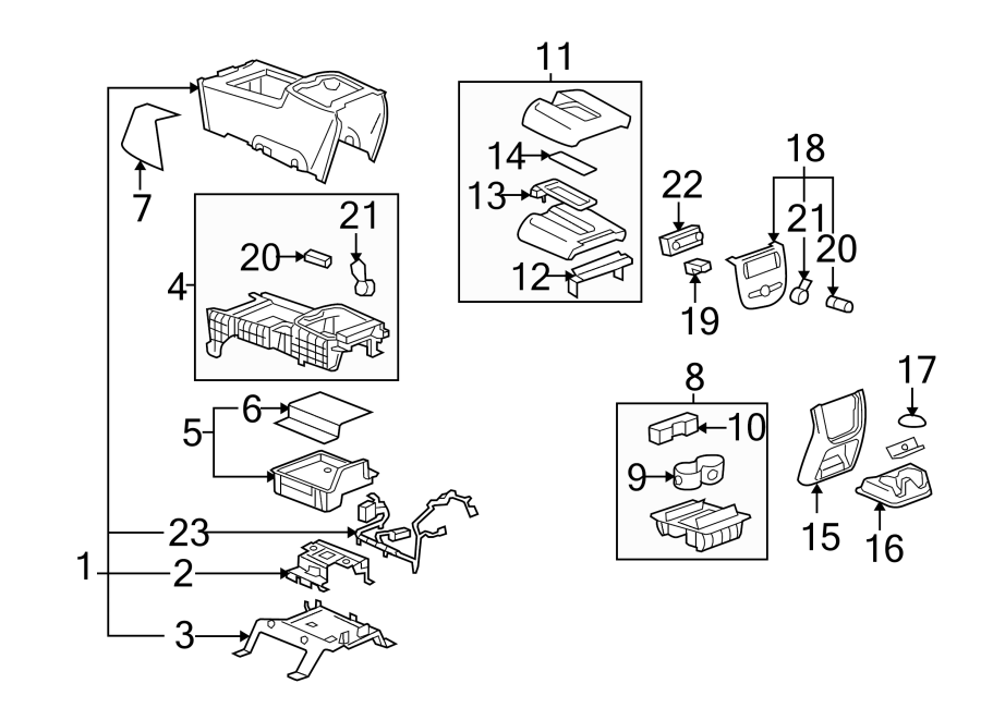 Diagram CENTER CONSOLE. for your 2018 Chevrolet Spark   