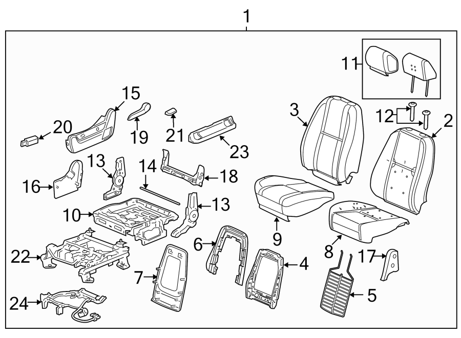 Diagram Seats & tracks. Front seat components. for your 2007 Chevrolet Silverado 2500 HD Classic LT Standard Cab Pickup Fleetside  