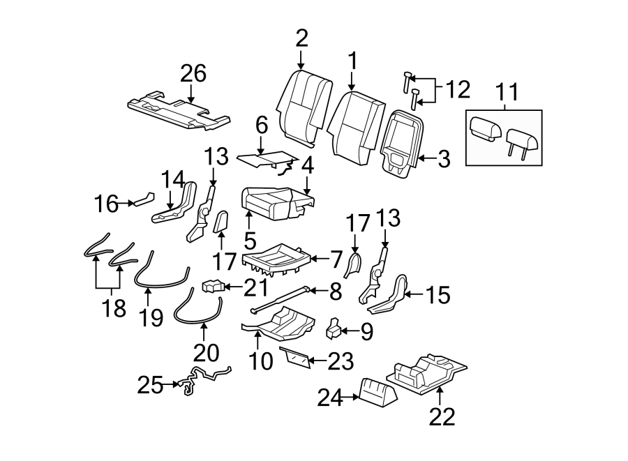 10Seats & tracks. Steering column. Rear seat components.https://images.simplepart.com/images/parts/motor/fullsize/GA07640.png