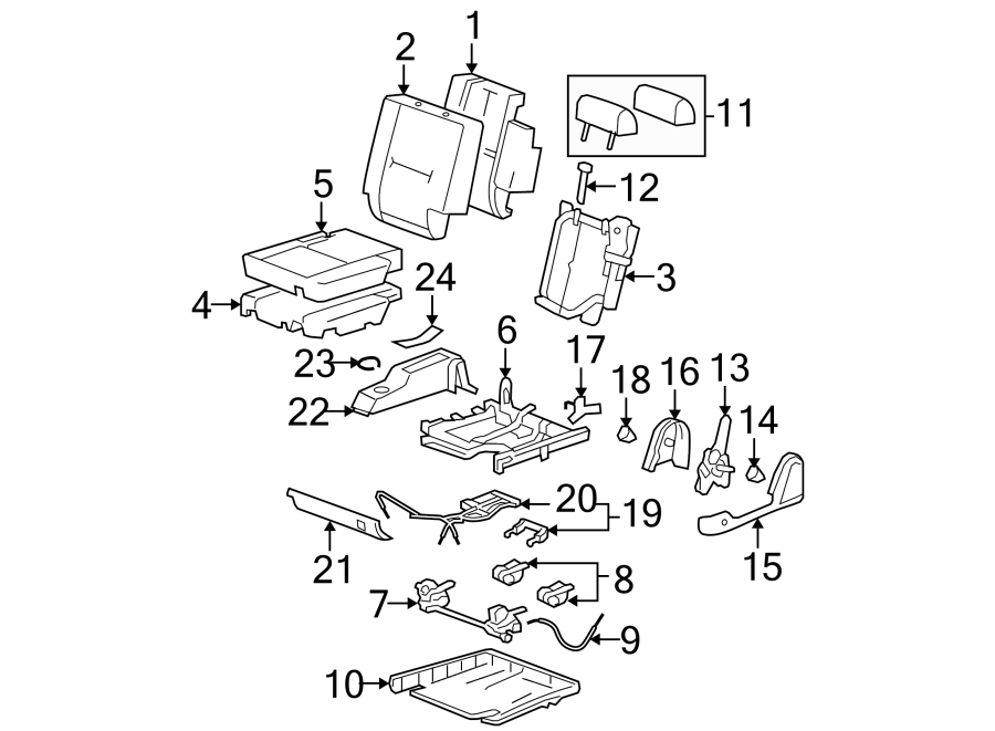 SEATS & TRACKS. REAR SEAT COMPONENTS.