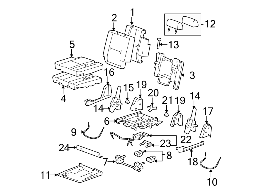 Diagram SEATS & TRACKS. REAR SEAT COMPONENTS. for your Chevrolet Metro  