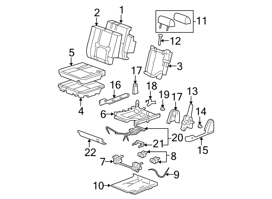 Diagram SEATS & TRACKS. REAR SEAT COMPONENTS. for your Buick Century  