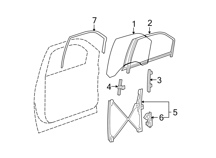 FRONT DOOR. GLASS & HARDWARE. Diagram