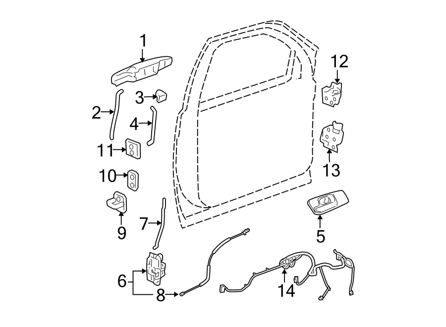 Diagram FRONT DOOR. LOCK & HARDWARE. for your 2013 Chevrolet Suburban 1500   