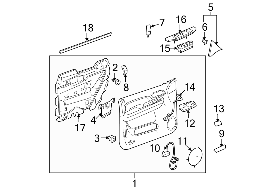 FRONT DOOR. INTERIOR TRIM. Diagram