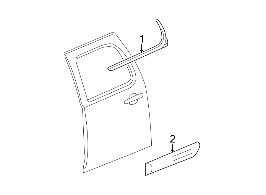 Diagram REAR DOOR. EXTERIOR TRIM. for your 2008 Buick Enclave    