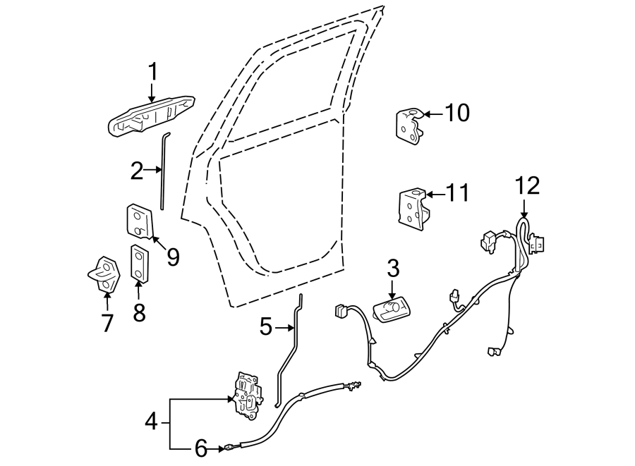 Diagram REAR DOOR. LOCK & HARDWARE. for your 2023 Cadillac XT4   