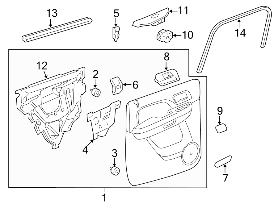 Diagram REAR DOOR. INTERIOR TRIM. for your 2024 Cadillac XT4   