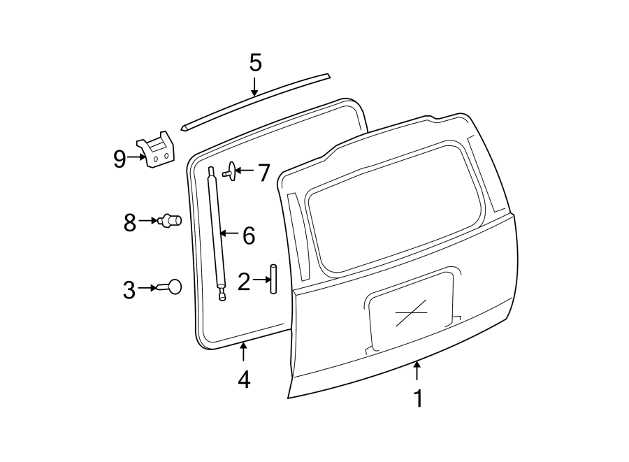 Diagram LIFT GATE. GATE & HARDWARE. for your 2020 Chevrolet Spark 1.4L Ecotec CVT LS Hatchback 