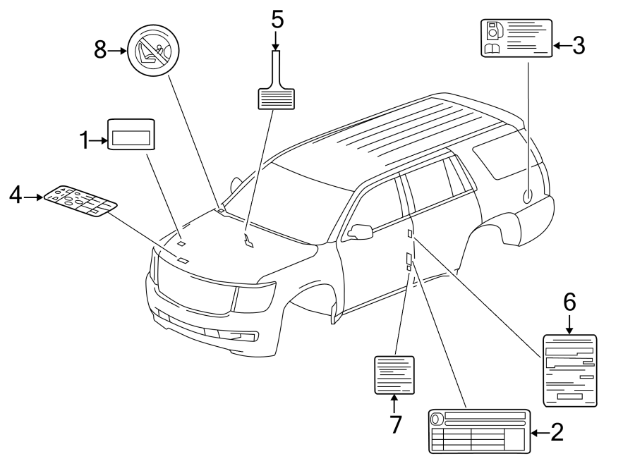 Diagram INFORMATION LABELS. for your 2019 Chevrolet Silverado   