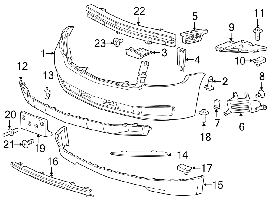 Diagram FRONT BUMPER. BUMPER & COMPONENTS. for your 2006 GMC Sierra 3500 6.6L Duramax V8 DIESEL M/T 4WD SL Crew Cab Pickup 