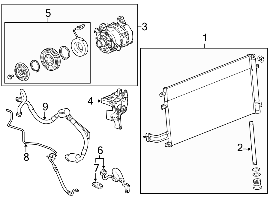 Diagram AIR CONDITIONER & HEATER. COMPRESSOR & LINES. CONDENSER. for your 2012 GMC Sierra 2500 HD 6.6L Duramax V8 DIESEL A/T RWD WT Standard Cab Pickup Fleetside 