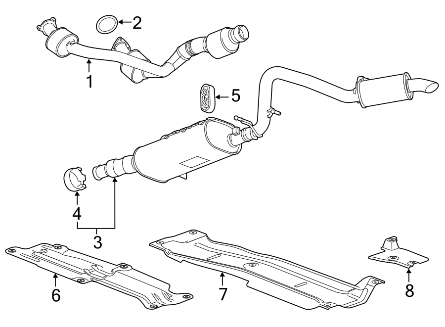 Diagram EXHAUST SYSTEM. EXHAUST COMPONENTS. for your 2018 Chevrolet Camaro 6.2L V8 A/T SS Convertible 