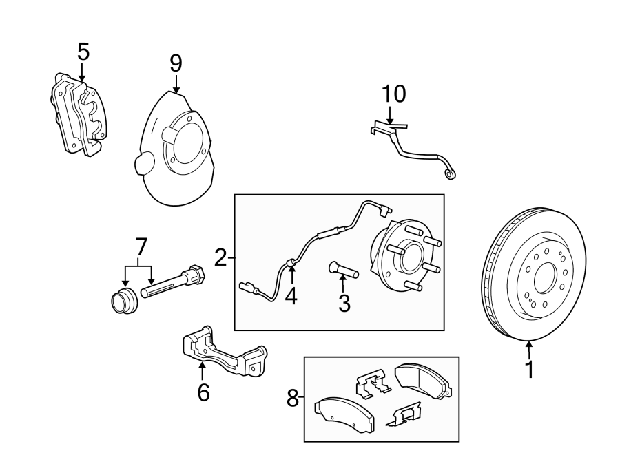 Diagram FRONT SUSPENSION. BRAKE COMPONENTS. for your 2004 Chevrolet SSR    