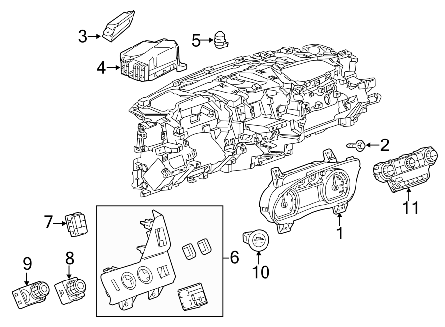 Diagram INSTRUMENT PANEL. CLUSTER & SWITCHES. for your 2001 Buick Century   