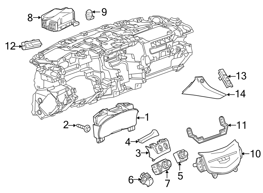 INSTRUMENT PANEL. CLUSTER & SWITCHES. Diagram