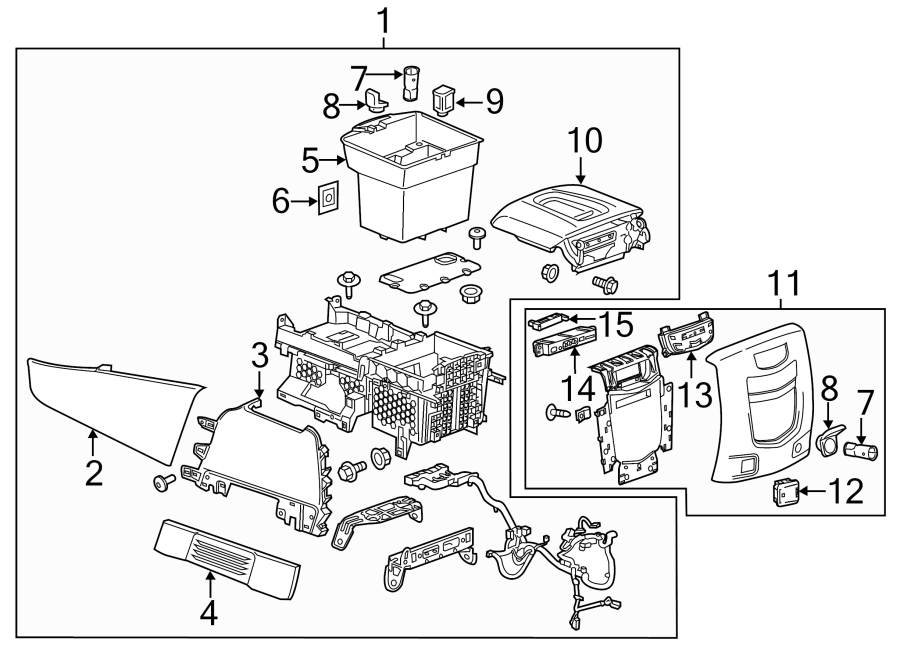 Diagram CENTER CONSOLE. for your 2021 Cadillac XT4 Premium Luxury Sport Utility  