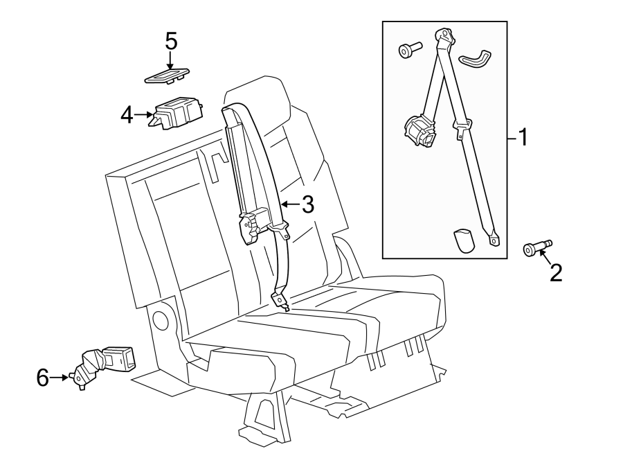 Diagram RESTRAINT SYSTEMS. REAR SEAT BELTS. for your Chevrolet Suburban   