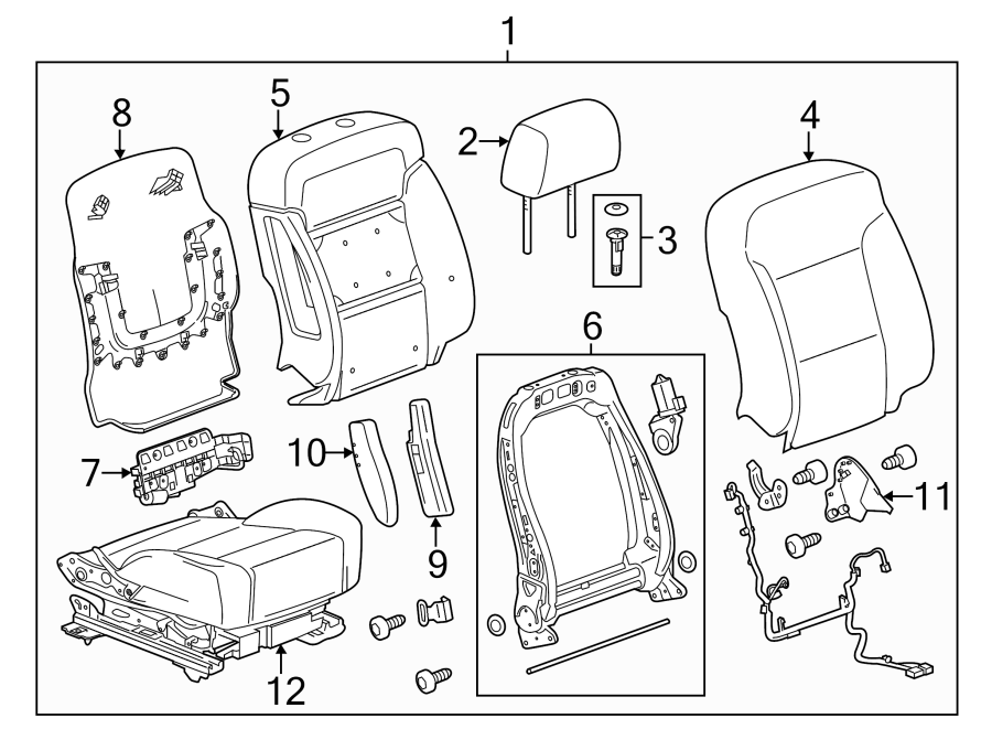 Diagram SEATS & TRACKS. PASSENGER SEAT COMPONENTS. for your 2005 Chevrolet Express 3500   