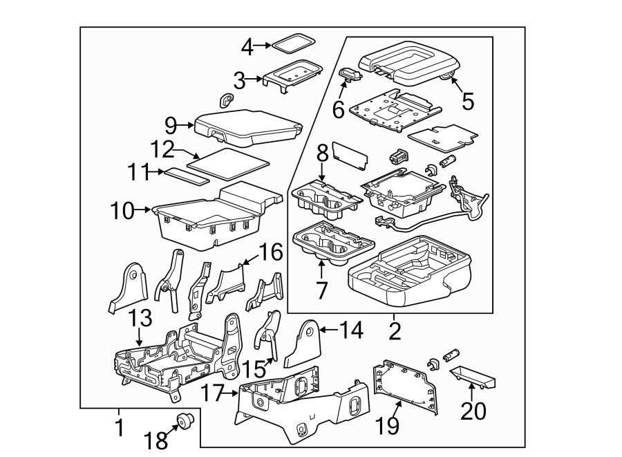 Diagram SEATS & TRACKS. FRONT SEAT COMPONENTS. for your Cadillac ATS  