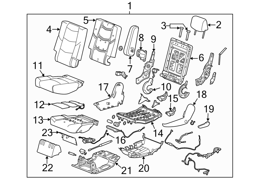 Diagram SEATS & TRACKS. SECOND ROW SEATS. for your 2016 Cadillac ATS Performance Sedan 3.6L V6 A/T RWD 